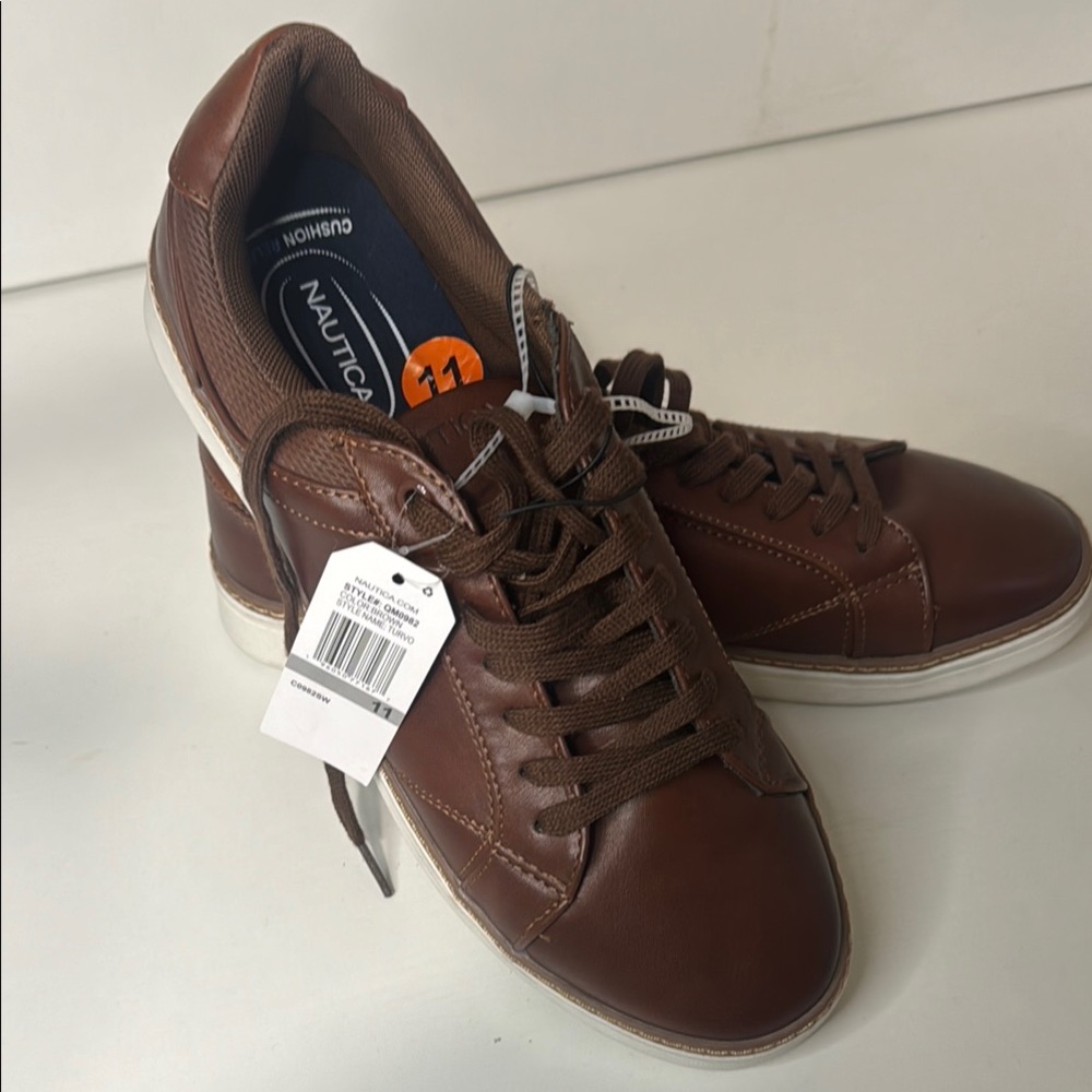 Nautica Brown Sneakers with Matte Leather Finish